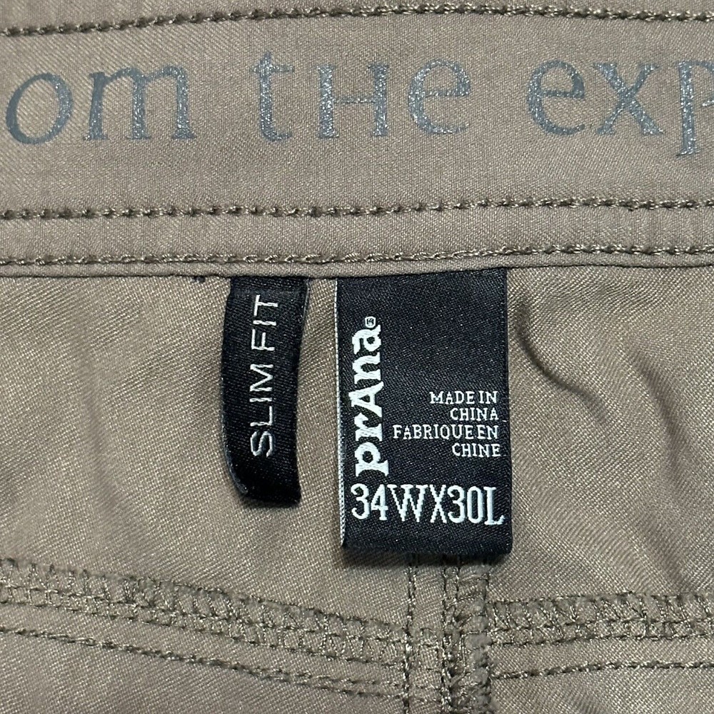 Prana Nylon Pants Mens Size 34 x 30 Slim Fit Chino Breathable Hiking Clothes - Picture 5 of 11